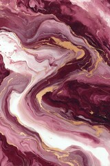 An abstract illustration resembling swirling marble in burgundy, rose, and ivory, with delicate gold veining.