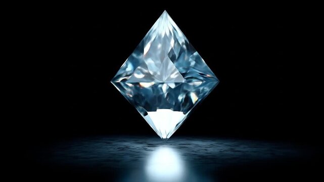 Shining blue diamond on dark backdrop vector gemstone illustration