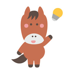 ひらめくかわいい馬のキャラクターイラスト素材