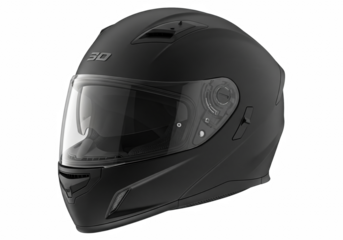 Matte Black Full-Face Motorcycle Helmet with Clear Visor — PNG Clipart on Transparent Background