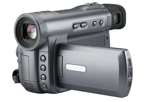 Vintage Handycam Camcorder with Flip-Out LCD Screen &ndash; PNG Transparent Background Video Camera Clipart