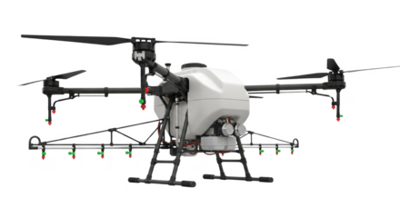 Agricultural Spray Drone Quadcopter with Chemical Tank and Nozzles – PNG Transparent Background Farming UAV Clipart