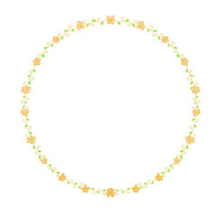 bingkai lingkaran terbuat dari bunga kuning untuk bingkai foto atau decorasi kartu undangan