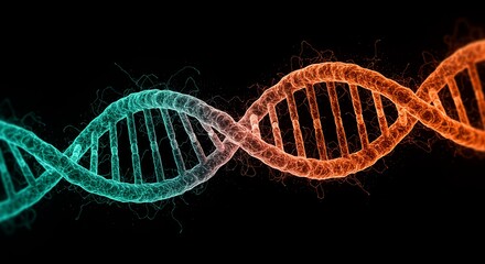 A dna molecule with a glowing dna strip showing stylized double helix with abstract glowing lines, innovation or scientific breakthrough