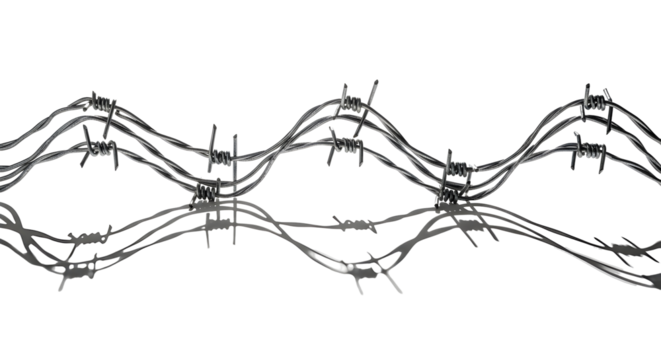 Sharp barbed wire fence danger security protection metal barrier caution warning