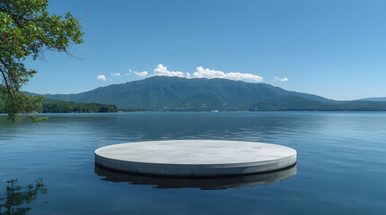 Obraz premium Scenic lake and mountain view in the morning with clouds and snow
