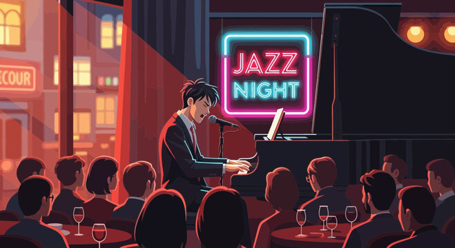 A Jazz Night Performance: Lively piano music serenading an appreciative audience
