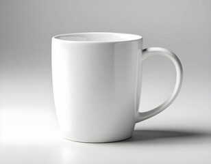 Obraz premium Plain White Ceramic Coffee Mug Mockup on Light Background