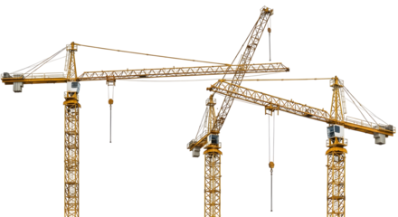 Tower cranes dominate skyline, symbols of progress and urban development boom