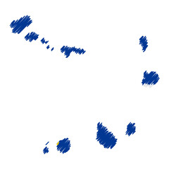 Cape Verde maps color hand drawn sketch. Vector concept illustration flag, scribble map. Country map for infographic, brochures and presentations isolated on white background. Vector illustration