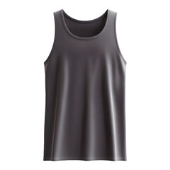 Plain Dark Gray Sleeveless Shirt/tank top Mockup Front View Realistic 3D Rendering on transparent background