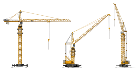 Powerful yellow construction cranes ready for your next big project