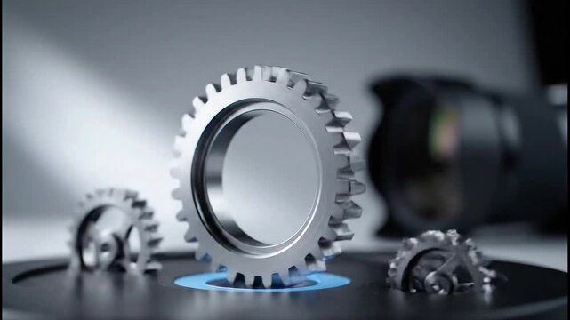 Advanced 3D Printing Technology Creating Metal Gears Animation.