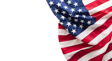 American flag waving with vibrant colors and copy space, perfect for patriotic designs and celebrating freedom