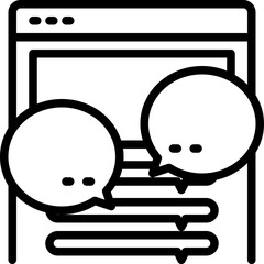 Chat Bubbles Overlaying A Web Browser Window Interface With Lines Representing Text And Dialogue In A Simple Line Art Style On A Transparent Background