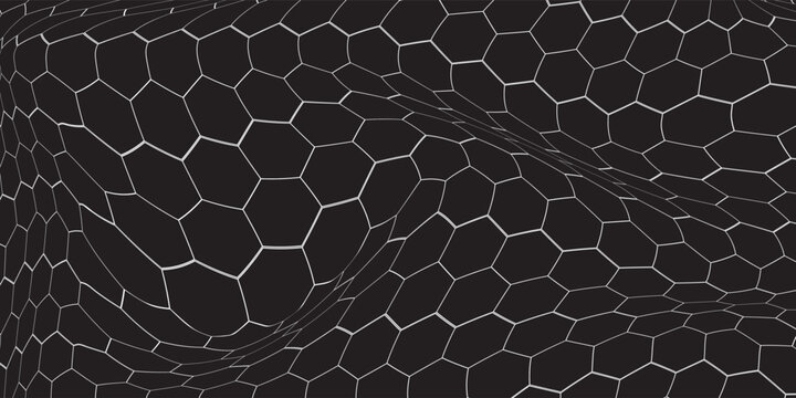 Abstract background with a distorted hexagonal honeycomb pattern. Modern vector design with an optical illusion effect. Perfect for textures, futuristic backgrounds, or unique design elements.