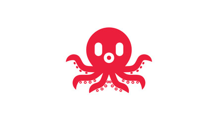Cartoon red octopus with surprised expression on a white background © fast router