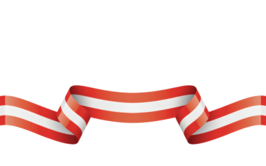 Elegant Austrian Flag Waving Ribbon Banner, Ideal for Formal Events and Patriotic Decorations on transparent background