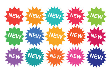 Colorful New Badges for Promotional Marketing Materials and Advertising Campaigns