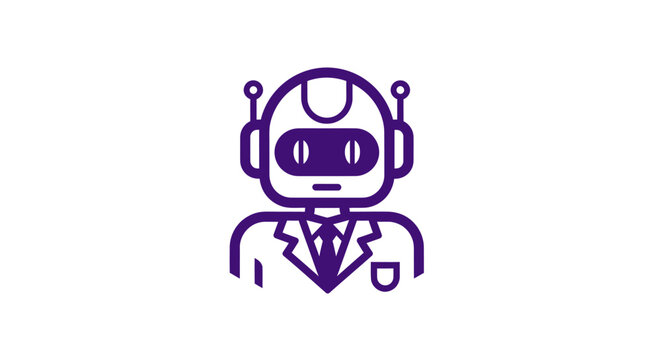 Purple robot outline in a suit