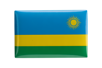 Vibrant Rwandan flag emblem badge design, perfect for travel, tourism, and national pride projects, ideal for commercial use