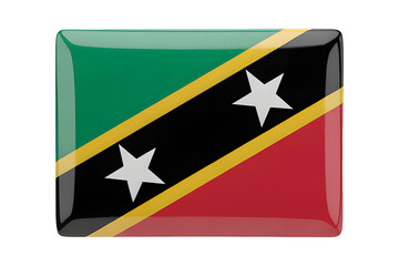 Saint Kitts and Nevis flag emblem badge with glossy finish, perfect for travel, tourism, and national pride concepts