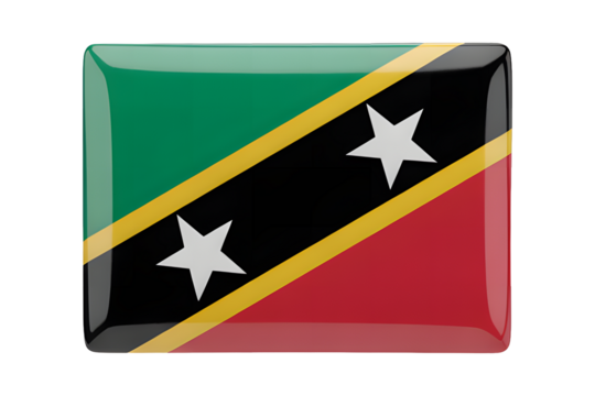 Saint Kitts and Nevis flag emblem badge with glossy finish, perfect for travel, tourism, and national pride concepts