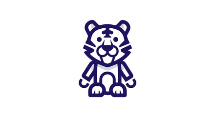 Obraz premium Cartoon style illustration of a standing tiger on white background