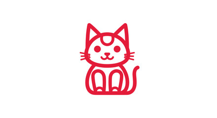 Fototapeta premium Cartoon red kitty icon