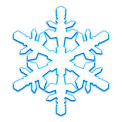 Blue glowing snowflake with transparent background
