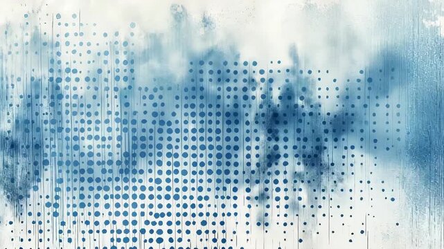 Abstract blue watercolor and halftone dotted pattern for creative design projects
