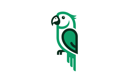 Green cartoon parrot with thick lines on white © fast router