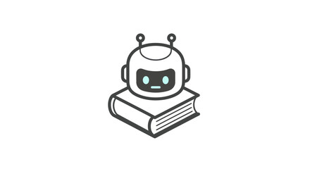 Fototapeta premium Robot rests atop a closed book