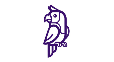 Obraz premium Simple, bold line art of a perched parrot with a crest and clawed feet