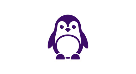 Cartoon penguin icon, purple