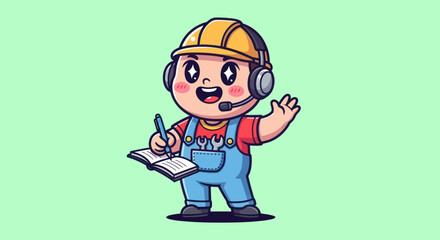 Cartoon worker taking notes