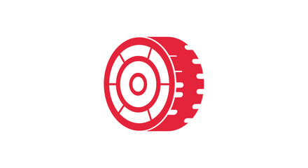 Red automotive wheel graphic