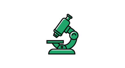 Green microscope illustration on white backdrop