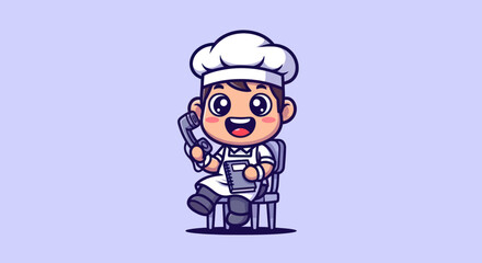 Cartoon chef taking orders