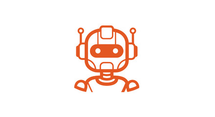 Cartoonish robot figure in orange, featuring a rounded head and body