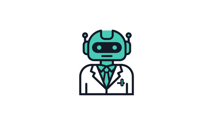 Obraz premium Robot doctor icon in white coat