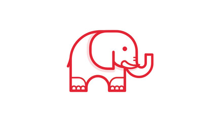 Red outlined cartoon elephant against a white background