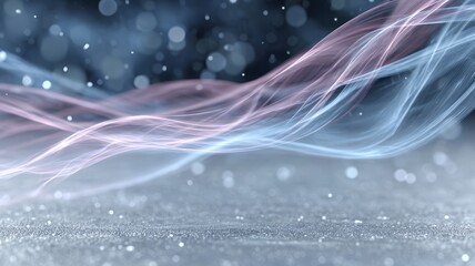 Soft pastel light waves in pink and blue tones over frosty surface, minimal elegant winter abstract