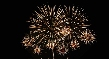 Obraz premium Spectacular golden fireworks display illuminating the dark night sky beautifully
