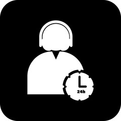 Black Square Hour Attendant Vector Icon, simple line vector for UI UX design. Symbol for website and mobile app interface and navigation button
