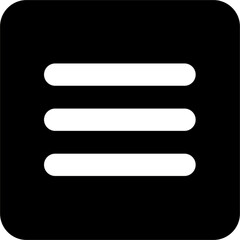 Obraz premium Black Square Menu Icon, simple line vector for UI UX design. Symbol for website and mobile app interface and navigation button