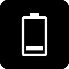 Black Square Battery Icon, simple line vector for UI UX design. Symbol for website and mobile app interface and navigation button