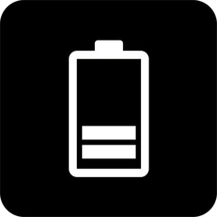 Black Square Battery Vector Icon, simple line vector for UI UX design. Symbol for website and mobile app interface and navigation button