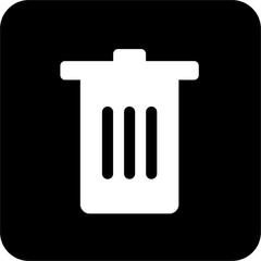 BLACK SQUARE TRASH CAN ICON, simple line vector for UI UX design. Symbol for website and mobile app interface and navigation button