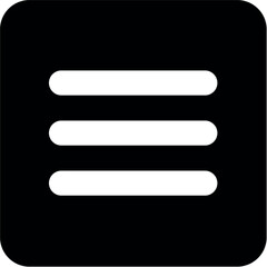 Obraz premium Black Square Menu Icon, simple line vector for UI UX design. Symbol for website and mobile app interface and navigation button